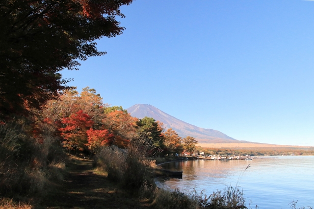 view of Lake Yamanaka with Mount Fuji