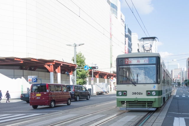 Hiroshima city streets with streetcars