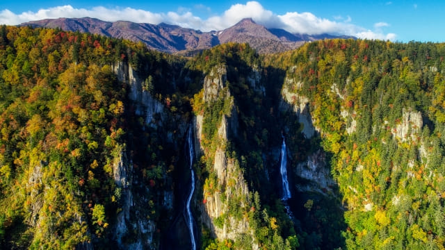 Ryusei and Ginga Falls in summer
