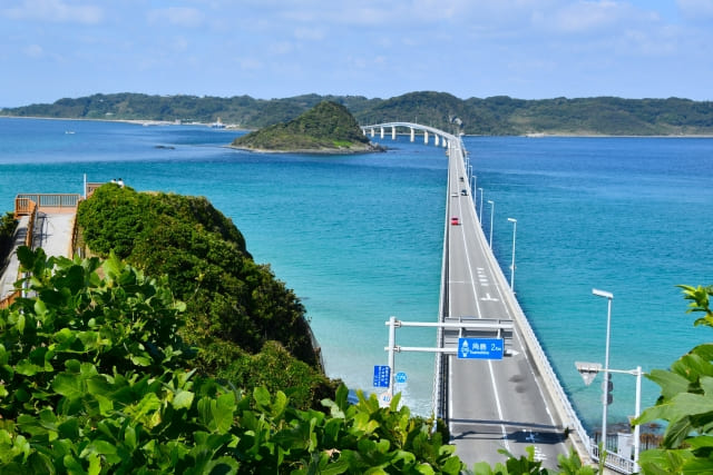 Tsunoshima Ohashi Bridge over turquoise waters